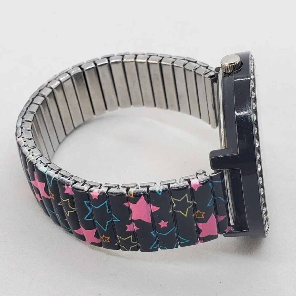 Women's Twinkle Watch 40MM Black Dial Case Black Stretched Band‎ 6